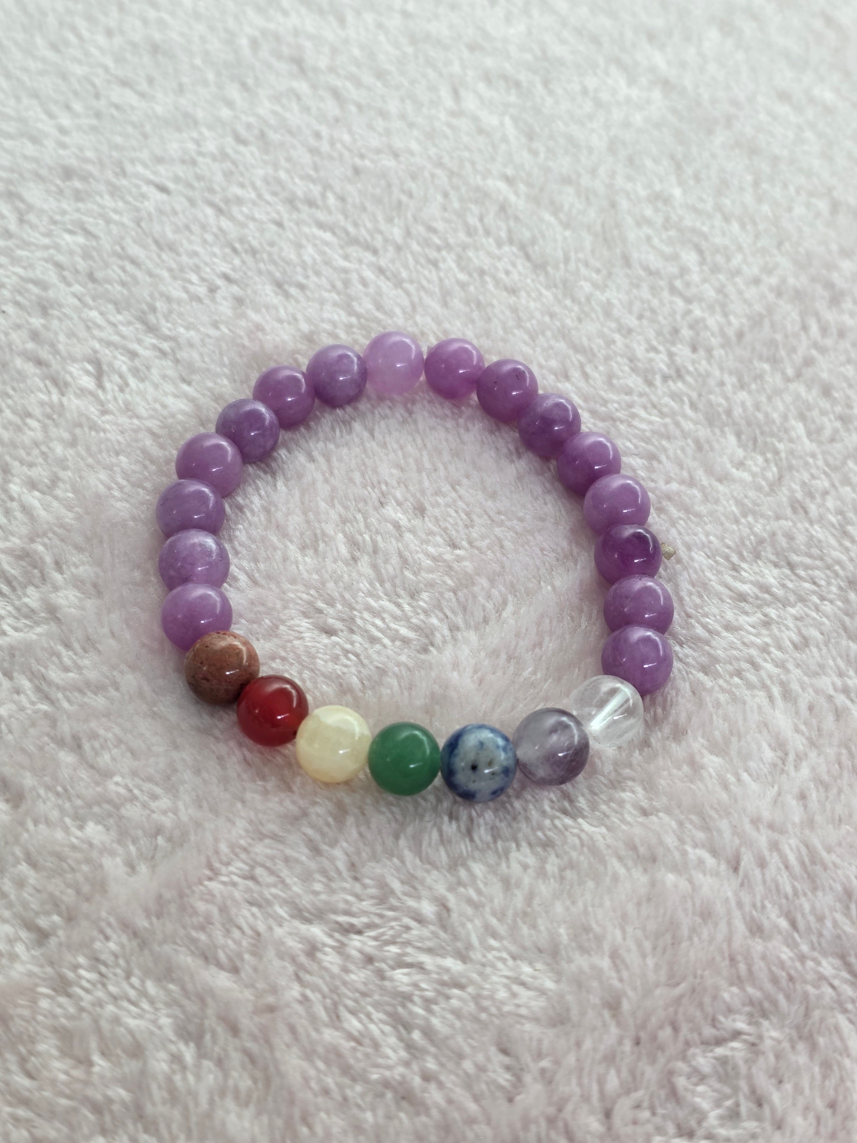 Pulseira 7 Chakras e Quartz  Lavanda